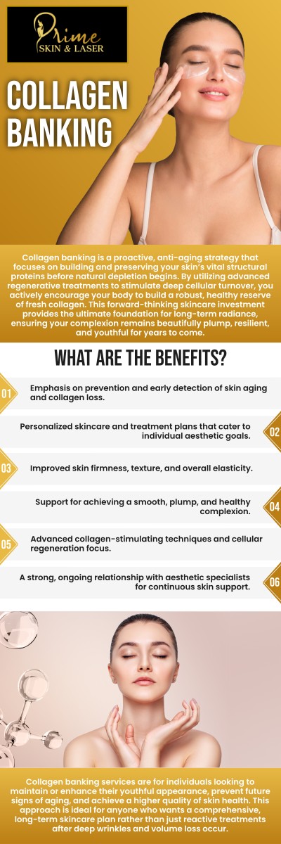 At Prime Skin & Laser in Canton, MI, our team provides personalized collagen banking treatments designed to preserve skin firmness, support elasticity, and encourage natural collagen renewal. By selecting treatments based on your age, skin condition, visible concerns, and preferred downtime, we can help improve fine lines, uneven texture, enlarged pores, and mild skin laxity while maintaining natural-looking results. Contact us today for more information or schedule an appointment online! We are conveniently located at 5748 N Canton Center Rd, Canton Township, MI 48187. At Prime Skin & Laser in Canton, MI, our team provides personalized collagen banking treatments designed to preserve skin firmness, support elasticity, and encourage natural collagen renewal. By selecting treatments based on your age, skin condition, visible concerns, and preferred downtime, we can help improve fine lines, uneven texture, enlarged pores, and mild skin laxity while maintaining natural-looking results. Contact us today for more information or schedule an appointment online! We are conveniently located at 5748 N Canton Center Rd, Canton Township, MI 48187.